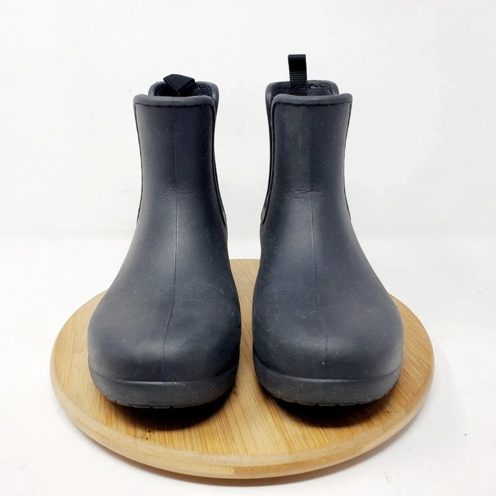 Crocs Freesail Chelsea‎ Boots Womens 5 Rain Black Rubber Pull On Ankle Shoes